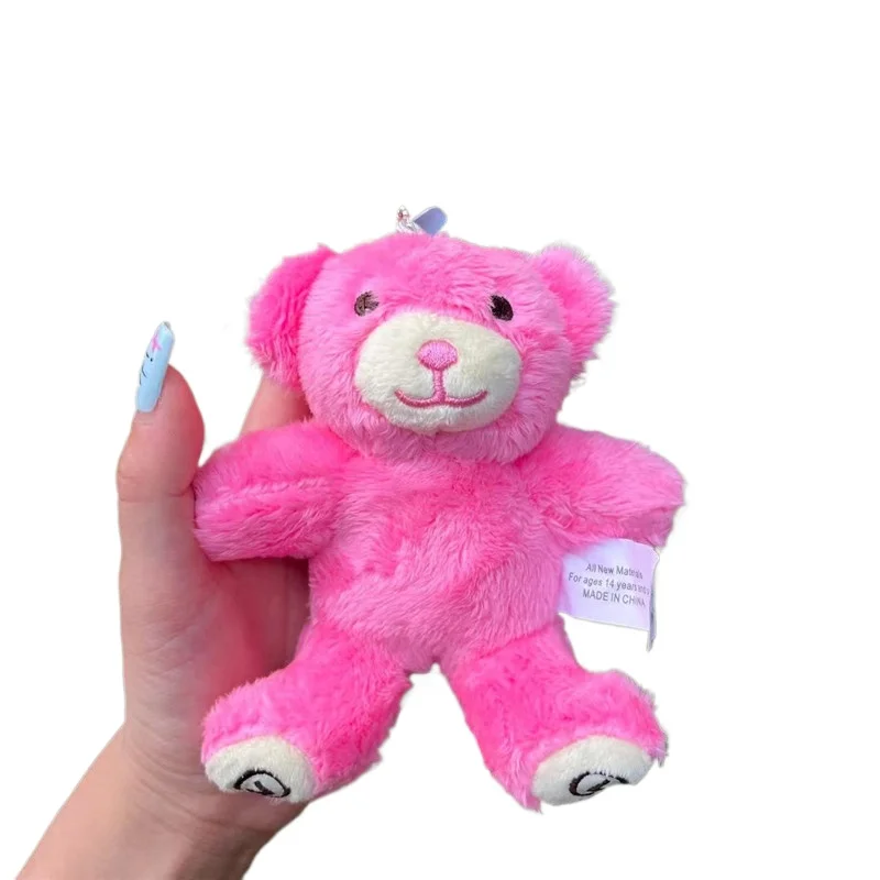 10cm New Kpop V Plush Pink Bear Keyring Keychain Lovely School Bag Pendant For Couple Car Key Ring Jewelry Gifts Fans Collection