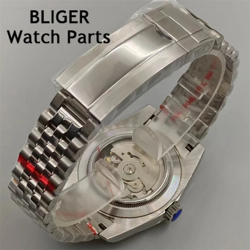 BLIGER 36mm/39mm NH35 Automatic WatchFluted Bezel Sapphier Glass Green Luminous Jubilee and New jubilee stainless steel strap