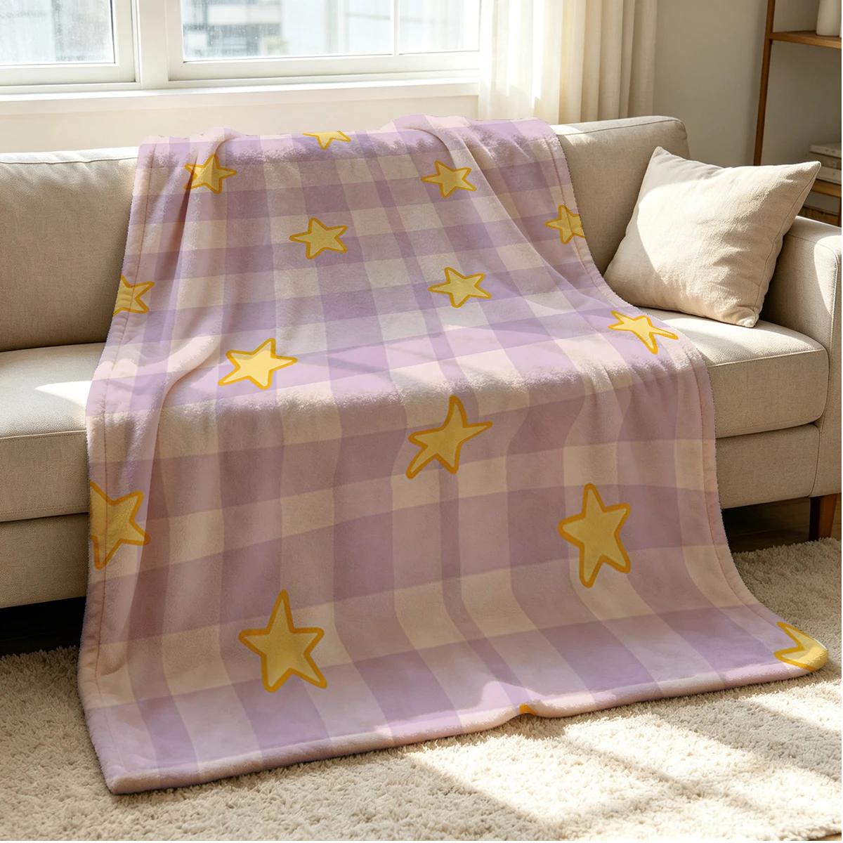 Lilac Glow Flannel Blanket Warm Soft Halloween Christmas Couch Warm Cozy Decorative Decor Gift for All Season