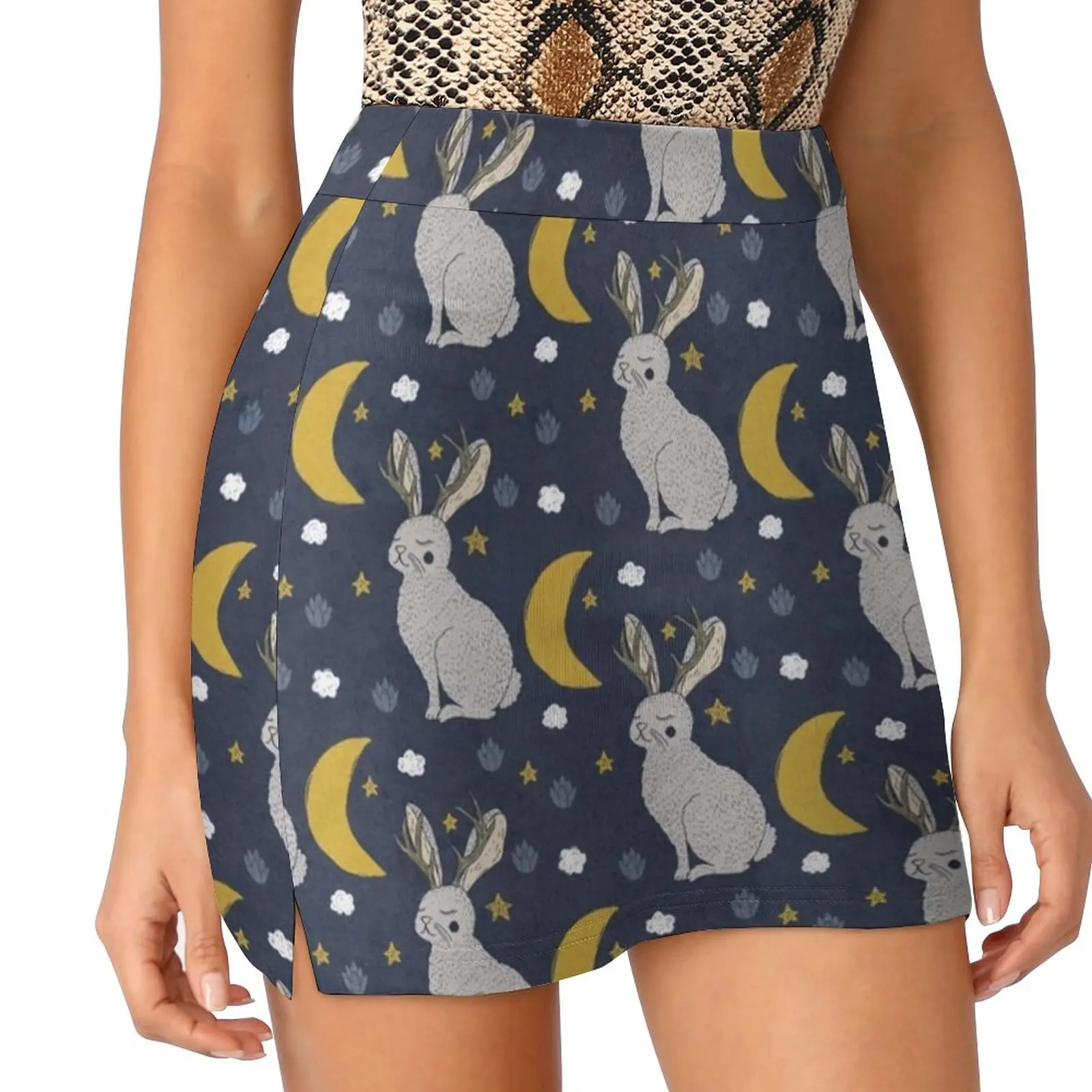 Serene Jackalope Women's skirt With Hide Pocket Tennis Skirt Golf Skirts Badminton Skirts Running skirts Jackalope Rabbit