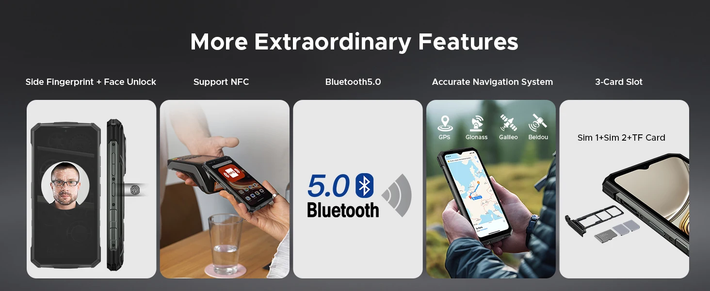 DOOGEE Fire 5 Ultra Rugged Phone 32GB 256GB 13000mAh Battery Helio G81 6.6'' 48MP Camera Camping Light NFC Android 15 Smartphone