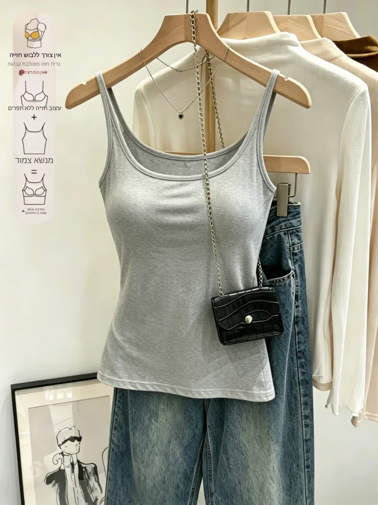 

Women's Summer Sleeveless Tank Top 95% Cotton Strap Vest Inner Wear Base Layer Slim Fit Outer Wear Casual Simple Style