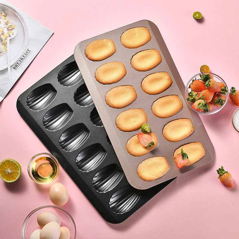 12 Cup Carbon Steel Cake Mold Nonstick Madeleine Pan Cookie Bread Cake Madeline Mold Baking Tray Baking Mold Kitchen Bakeware