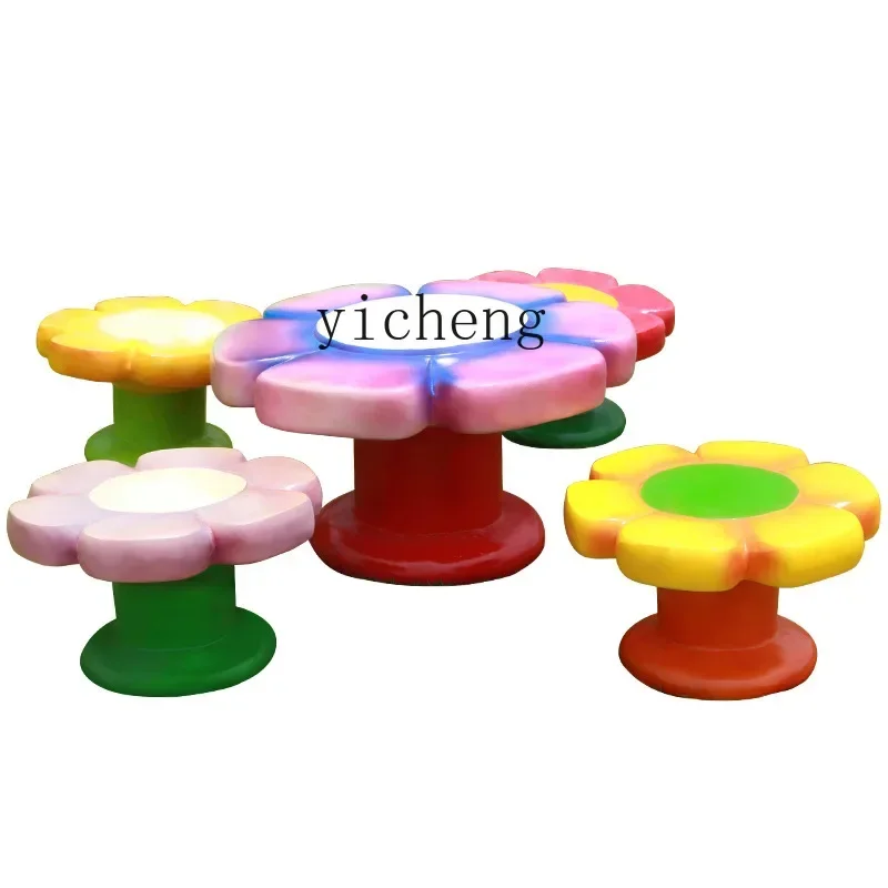 Zk Sunflower Shape Table and Chair Outdoor Grp Sculpture Garden Landscape Decoration