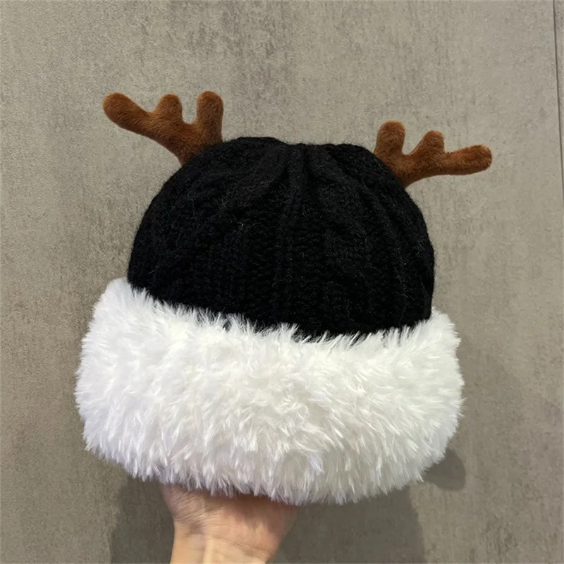 Women's Reindeer Bean Winter New Deer Horn Knitted Warm Knitted Deer Horn Hat Outdoor Activity Soft Super Cute Hoodie