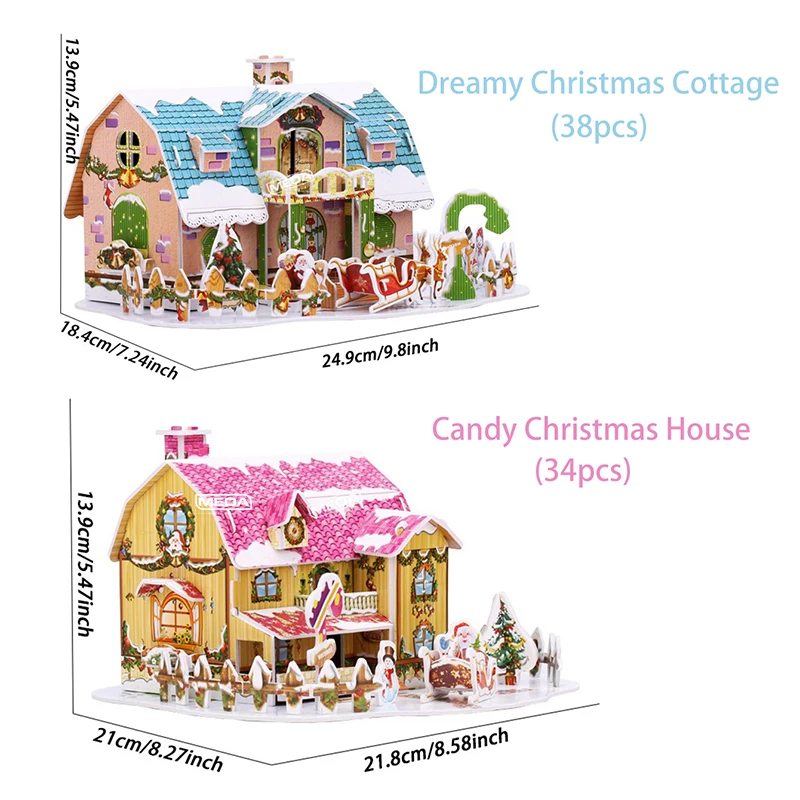 Angel Christmas House Puzzle Paper Board Creative DIY Toys 3D Puzzles Christmas Cute Jigsaw Paper Model Building Kit