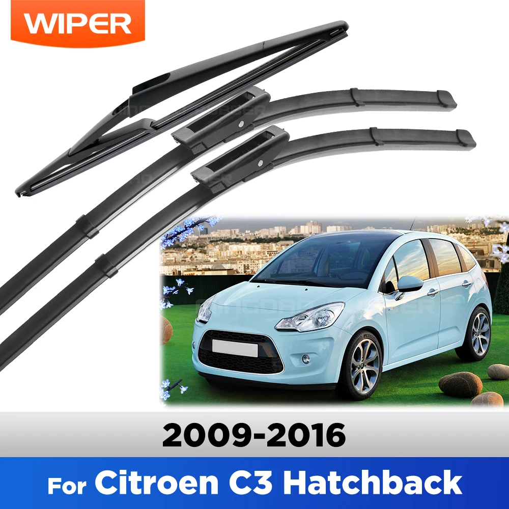 

For Citroen C3 MK2 Hatchback 2009-2016 2010 2011 Wiper Front&Rear Wiper Blades Windshield Windscreen Window Brushes 26"+16"+12"