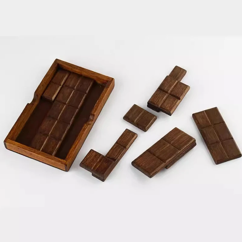 Caixa de quebra-cabeça de madeira de chocolate, quebra-cabeça para adultos e crianças, jogos de resolução de problemas, bloqueio luban, brinquedos educativos, juegos de inteligência