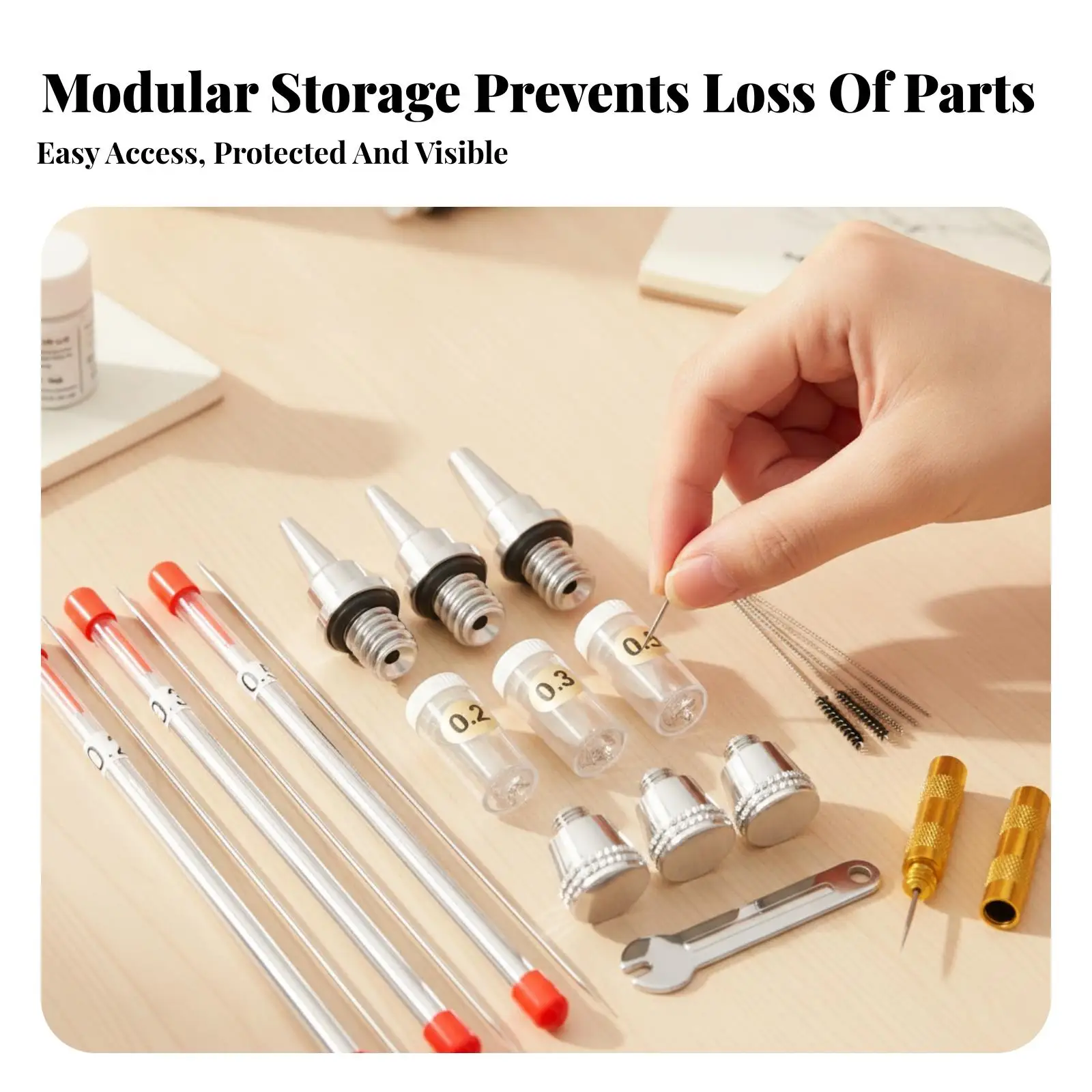Durable Airbrush Cleaning Brush Tool Set with Small Wrench for Complete Tool Bag Kit and Garage