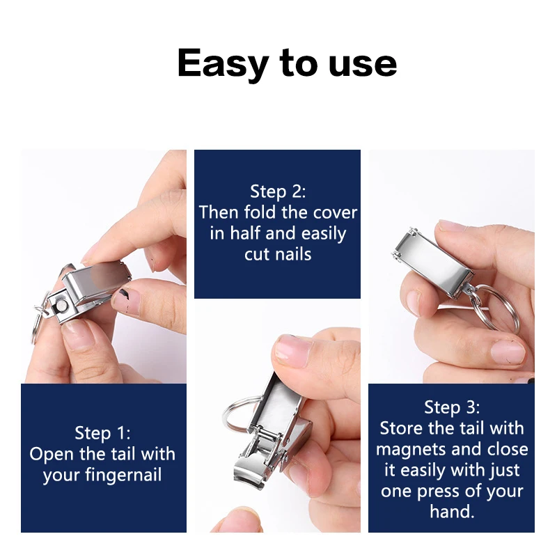 Mini Portable Exquisite Keychain Foldable Nail Cutter Stainless Steel Nail Clippers Rotary Toenail Finger Repair Clean Tool