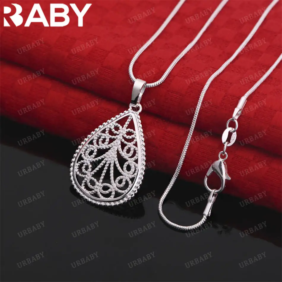 

URBABY 40-75cm 925 Sterling Silver Retro Pendant Necklace For Women Charm Trend Birthday Gifts Fashion Party