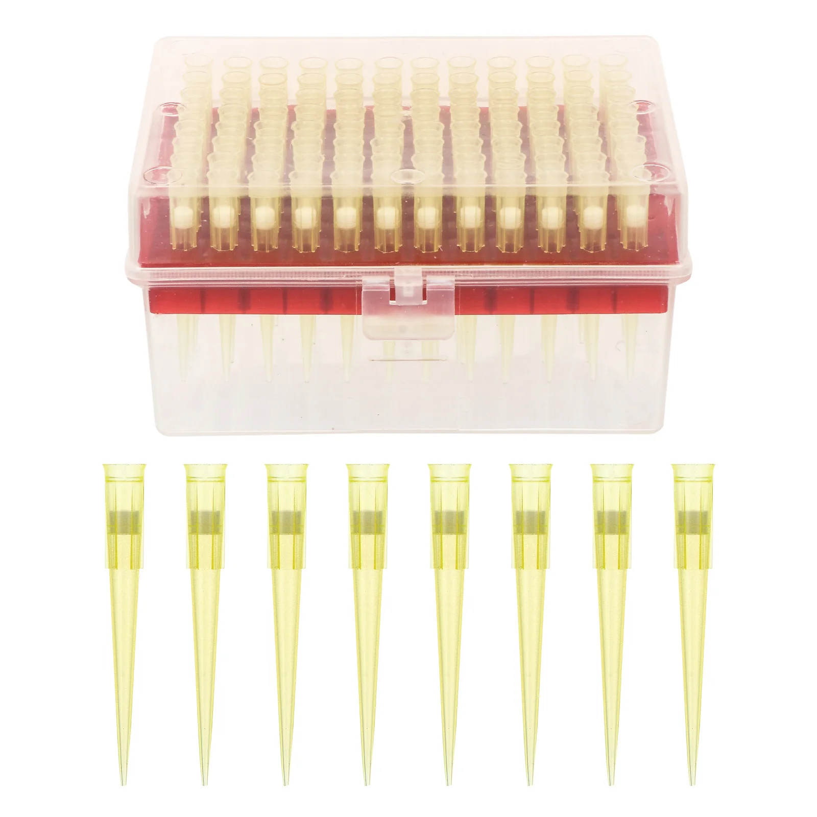 

96pcs Disposable Filter 200Ul Lengthened Plastic Laboratory Grade For Scientific Experiment With Filter Laboratory Pipette Tips