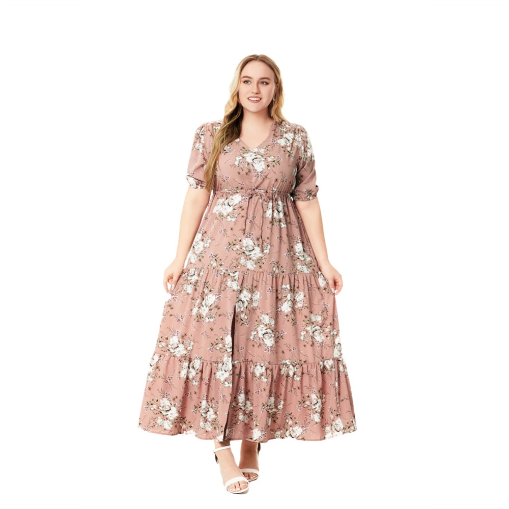 2023 Summer New Hot Sale European And American Style Plus Size Bohemia Printed Loose Dress For Women