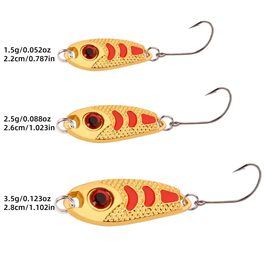 10pcs Mini Spoon Lure 1.5g 2.5g 3.5g Micro Metal Fishing Bait Hard Sequin Lure Spinner Spoon Small Fish With Sharp Single Hook