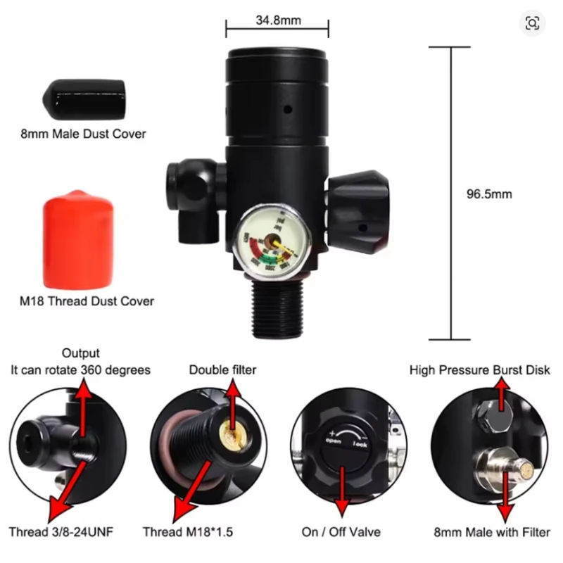 Diving Respirator First-level Pressure Reducing Valve, 20mpa Diving Cylinder Constant Pressure Valve Scuba Snorkeling Equipment