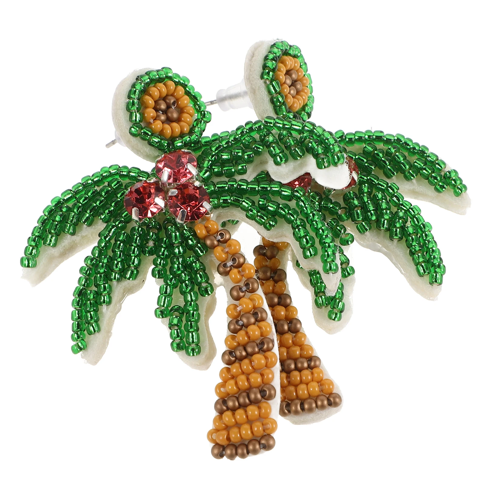 

Coconut Tree Earrings Tropical Beach Lightweight Palm Tree Beaded Handmade Summer Jewelry Earrings