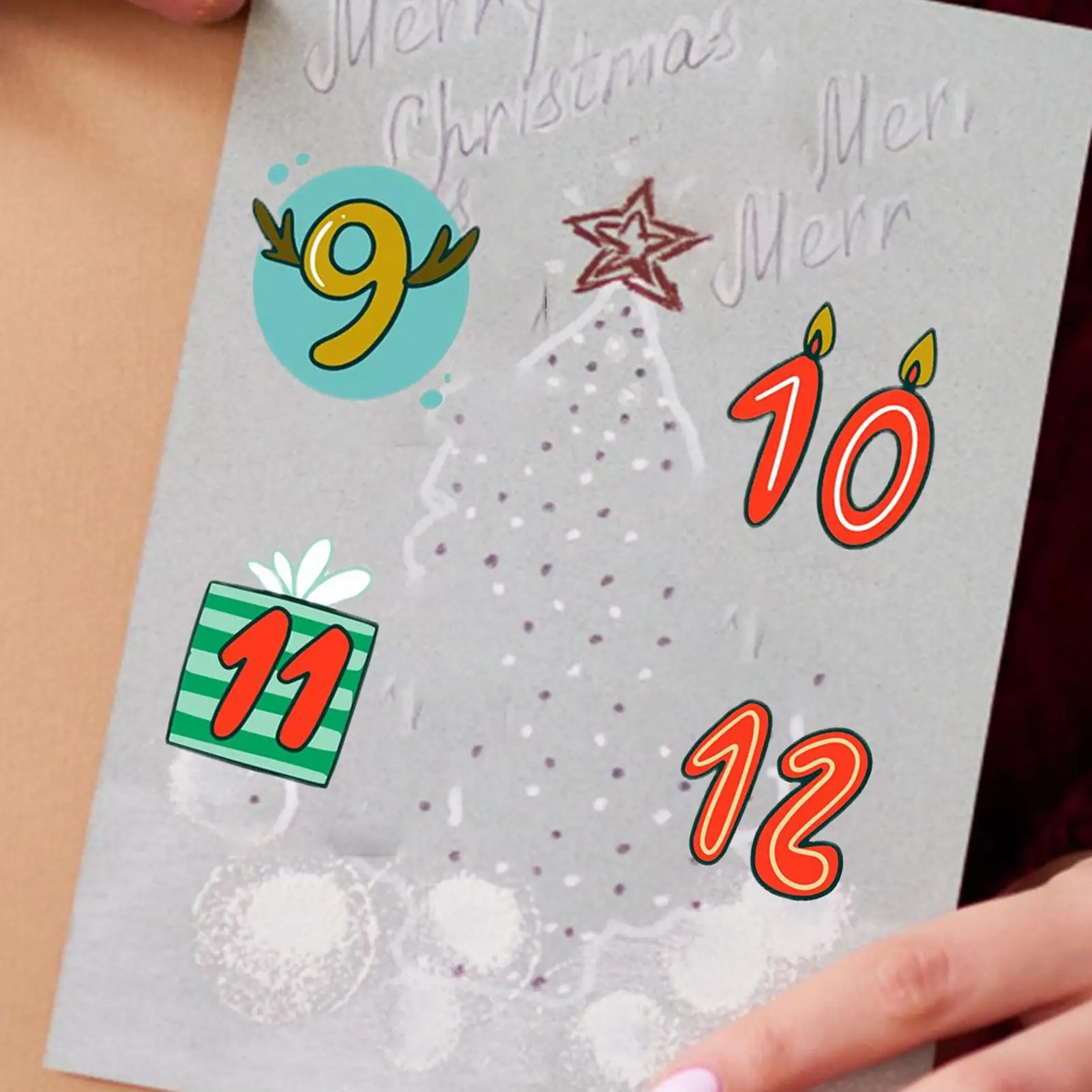 عيد الميلاد مجيء العد التنازلي ملصقات 1-24 عيد الميلاد عدد ملصقات مهرجان بطاقة المغلف ختم تسميات لمستلزمات الكرنفال #4