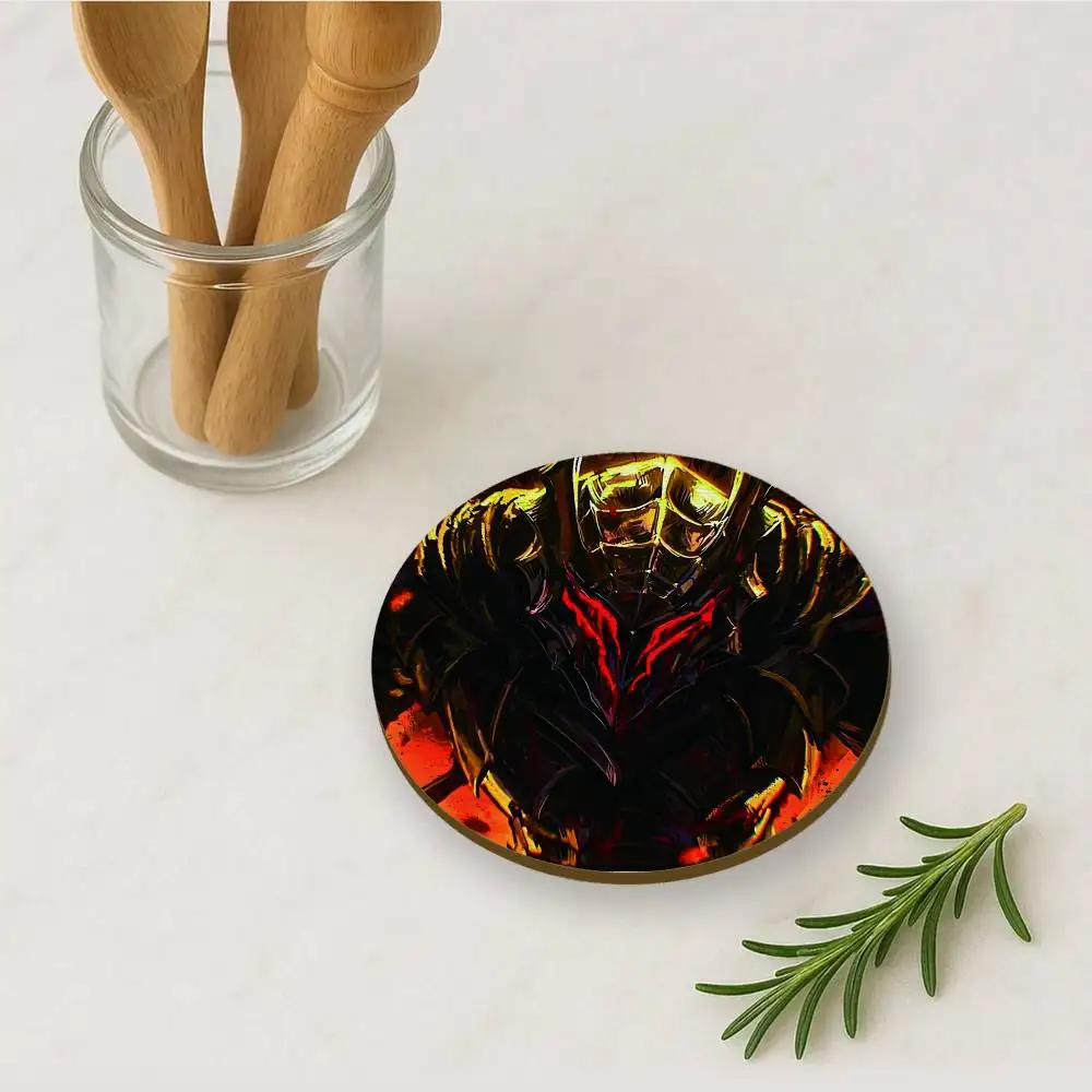Anime B-Berserk 2D Wooden Coasters Heat Resistant Non-Slip Home Office Bar Cafe Restaurant Holiday Birthday Gift Durable