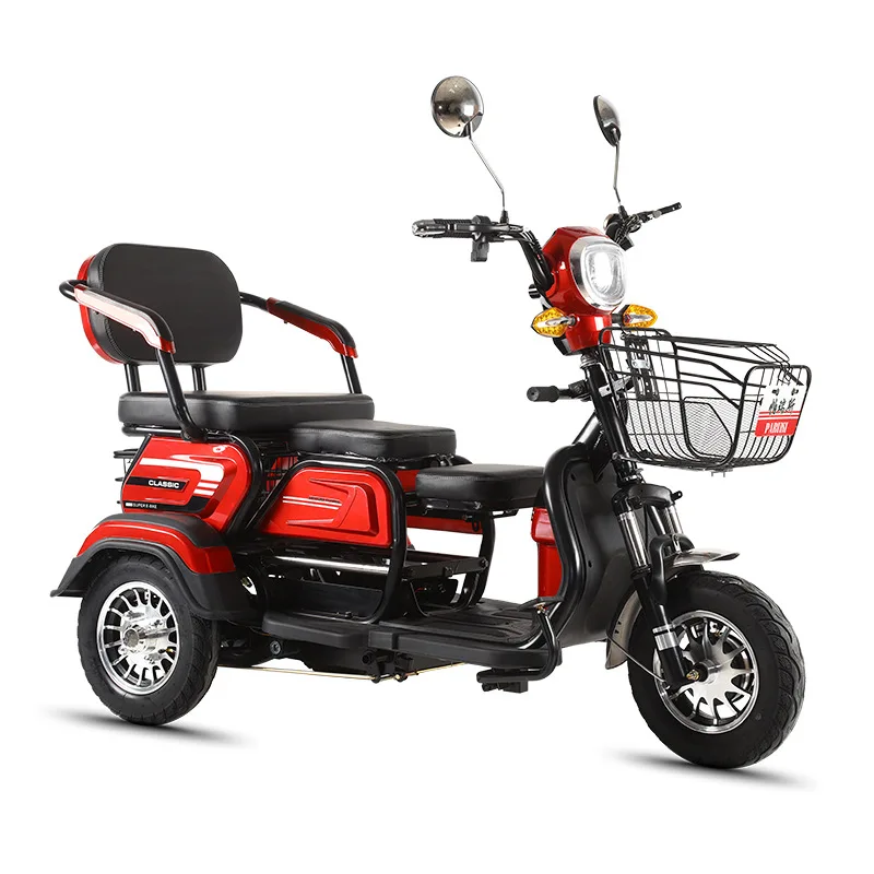 New 72V32Ah1000W Adult 3 Wheel Electric Scooter Household 3-Seater E-Tricycle for Senior Daily Travel & Children Shuttle Trip