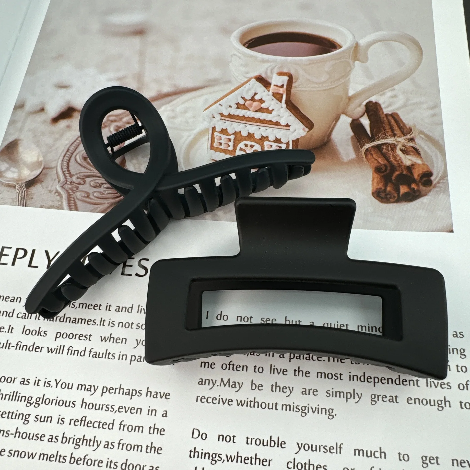 2Pcs Headwear Set Women Fashion Claw Clip Coffee Black Acrylic Large Hair Claw Korean For Girl Clip Barrette Hair Accessories image 6