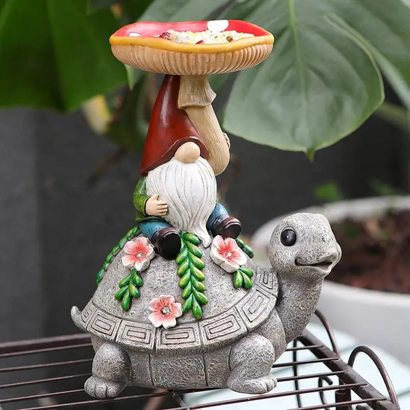 

Solar Powered Turtle Figurine Outdoor Courtyard Solar Light 300mA Resin Solar Gnome Turtle Bird Feeder Ornament For Lawn