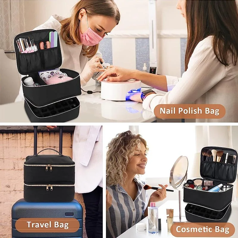 Nail Polish Storage Bag Essential Oil Bag Portable Nail Care Tool Storage Box  Care Kit Double Layer 30 Compartment ZJYSND01