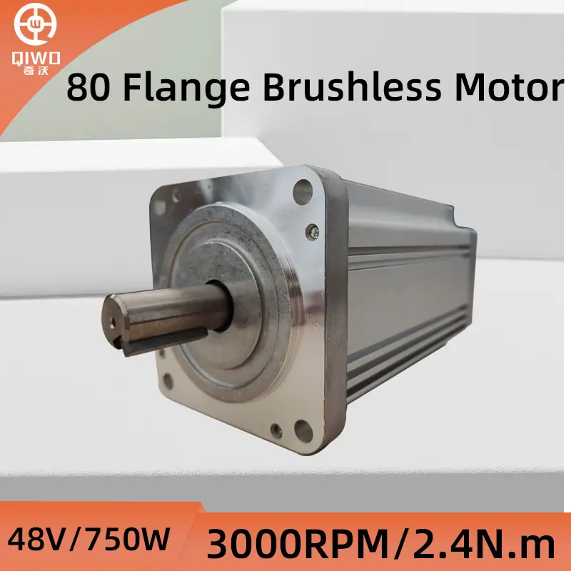 NEMA BLDC 80mm Brushless Motor QW80Y2H03L30750 48V 750W 300rpm Square Flange 80mm Body Length 145mm