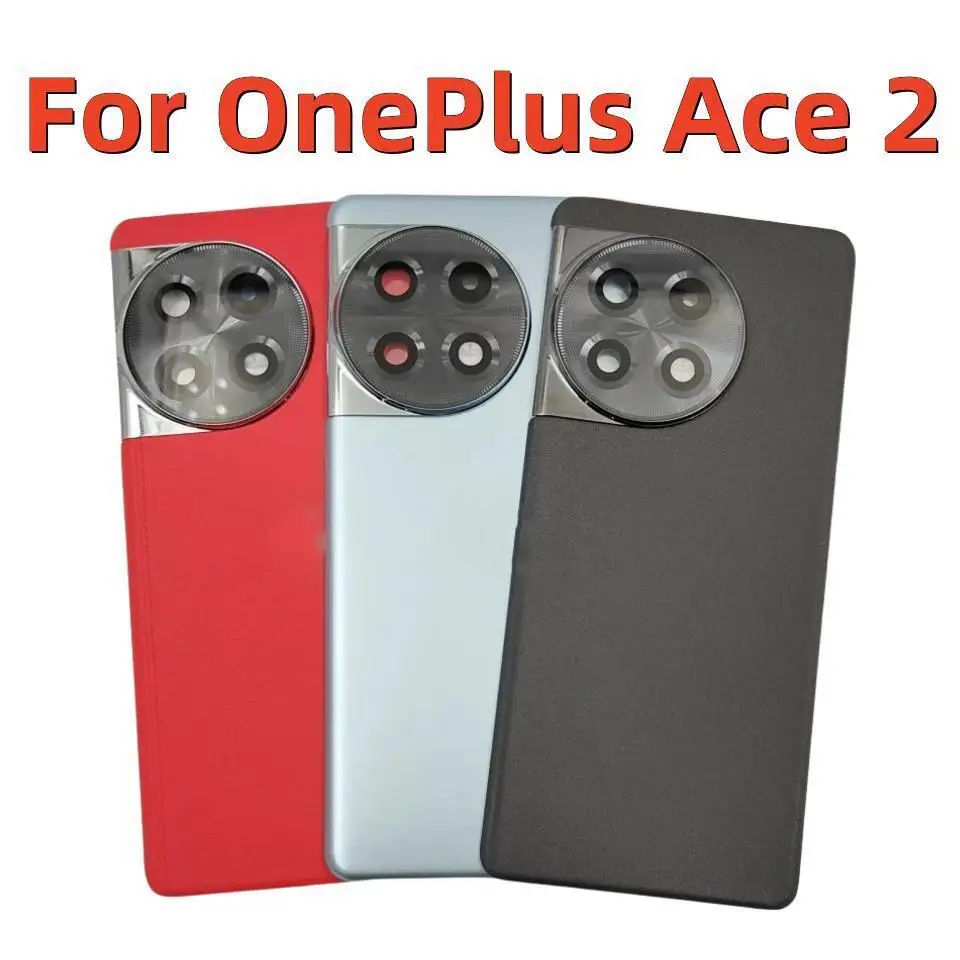 For OnePlus Ace 2 Glass Battery Cover Solid Back Door Lid Rear Housing Panel Case With Camera Lens Glue Adhesive