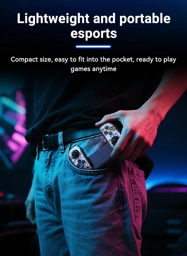 D6mini Ausziehbarer Spielcontroller mit Hall-Joystick, Kabelgebunden und Kabellos, Bluetooth, für Switch, Android, iOS, PC, Streaming – Detail 14