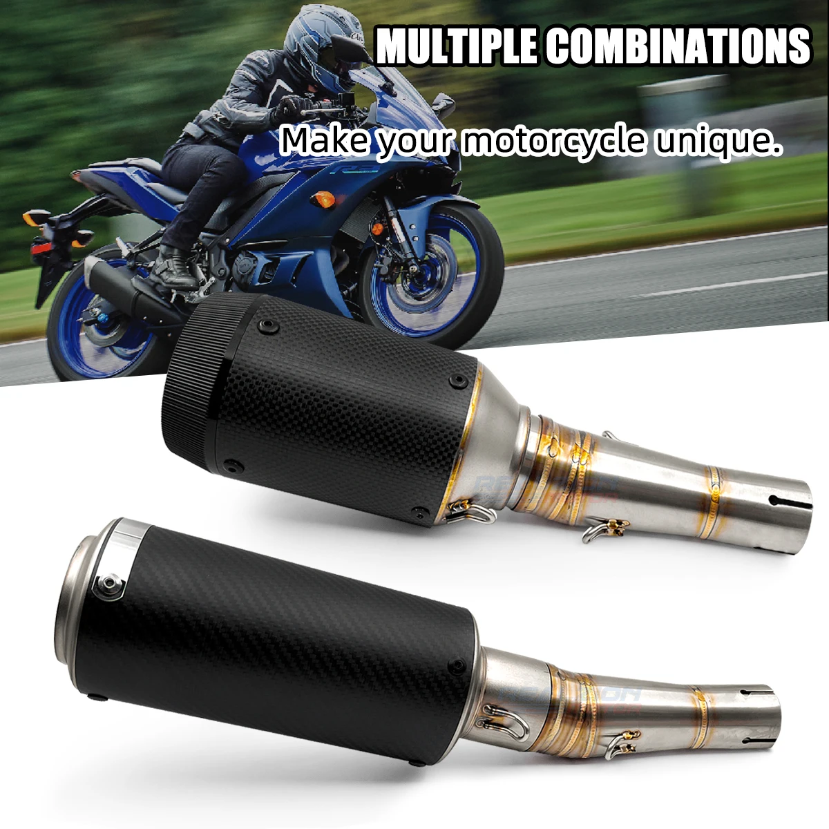 REALZION Ninja 300 Exhaust Middle Pipe Exhaust Muffler Tail Pipe Motorcycle Escape Link Pipe For Kawasaki Z250 Ninja300 NINJA250