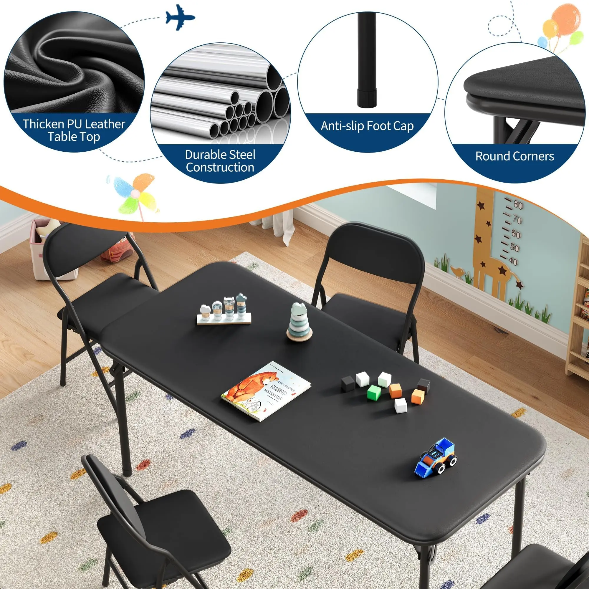 47인치 직사각형 접이식 테이블, 실내/실외용 휴대용 - Kids Outdoor Activity Table 리뷰 및 가격