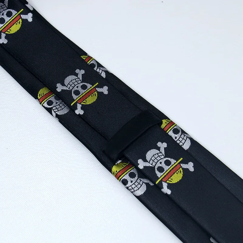 Navio Logotipo One Pieces Novo fio tingido Tie 7cm Wide Polyester Skull Head Tie Gravata Camisa Acessórios Decoração Do Partido