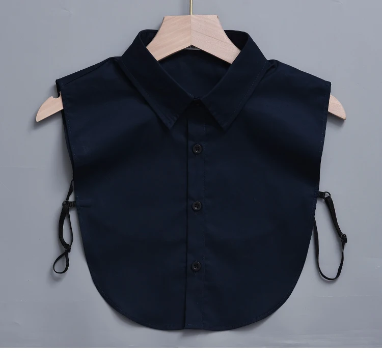 Camisa con solapa desmontable de algodón para mujer, cuello falso, blusa falsa de Color sólido a la moda, suéter, accesorios de ropa