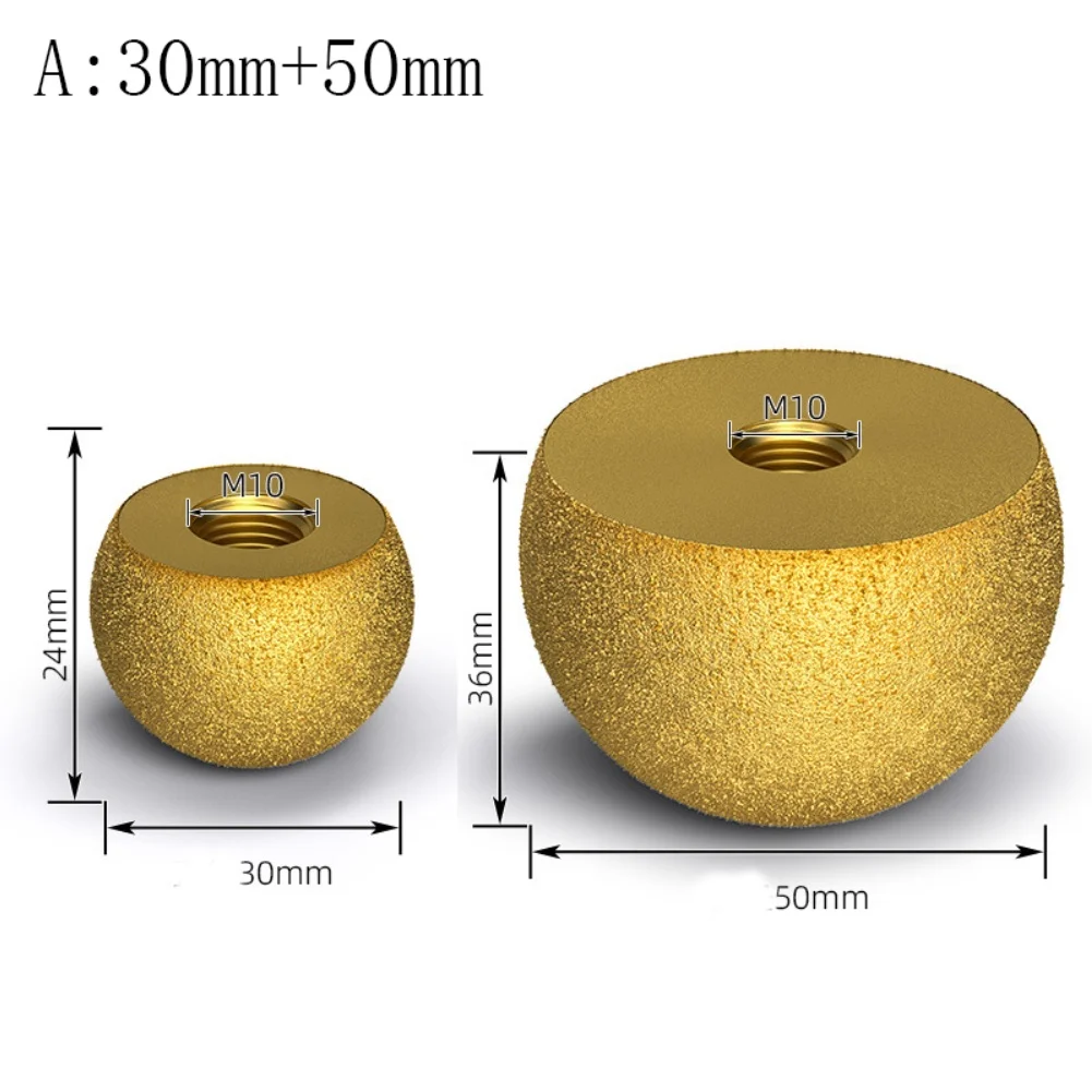 Gold Brazed Mushroom Grinding Head 60 Grit For Pebble Flower Pot Inner Curve Carving Compatible With Electric Drill Grinder Tool