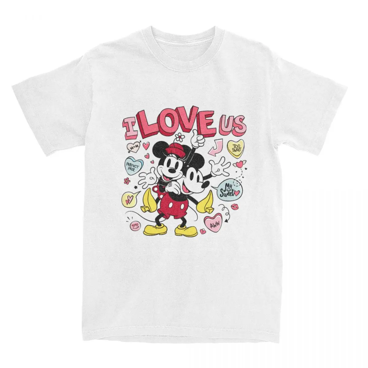 Men Women Mickey Mouse And Minnie Mouse I Love Us Tote Graphic T Shirt Merchandise Novelty Cotton T Shirt Tee Clothes Big Size