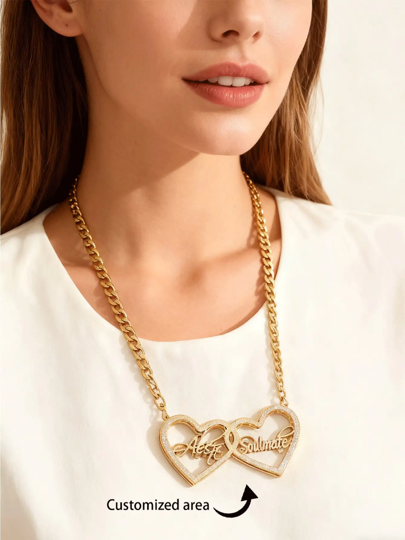 1 x Custom made stainless steel name Personality necklace, unisex Cuban chain jewelry gift for casual wear or special occasions