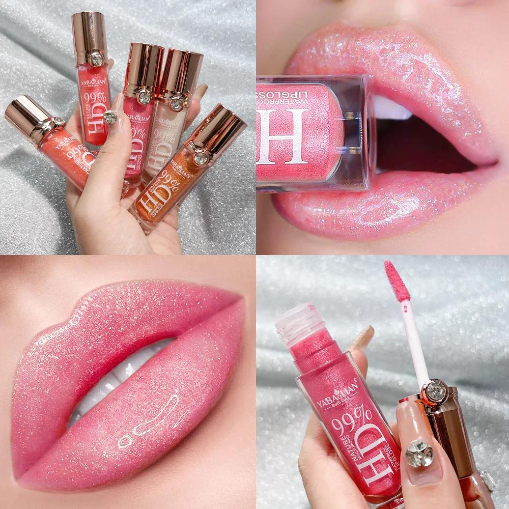 YABAOLIAN Water Light Refraction Sweet Crystal Transparent Lip Gloss Natural Long-lasting Moisturizing Lip Color Makeup