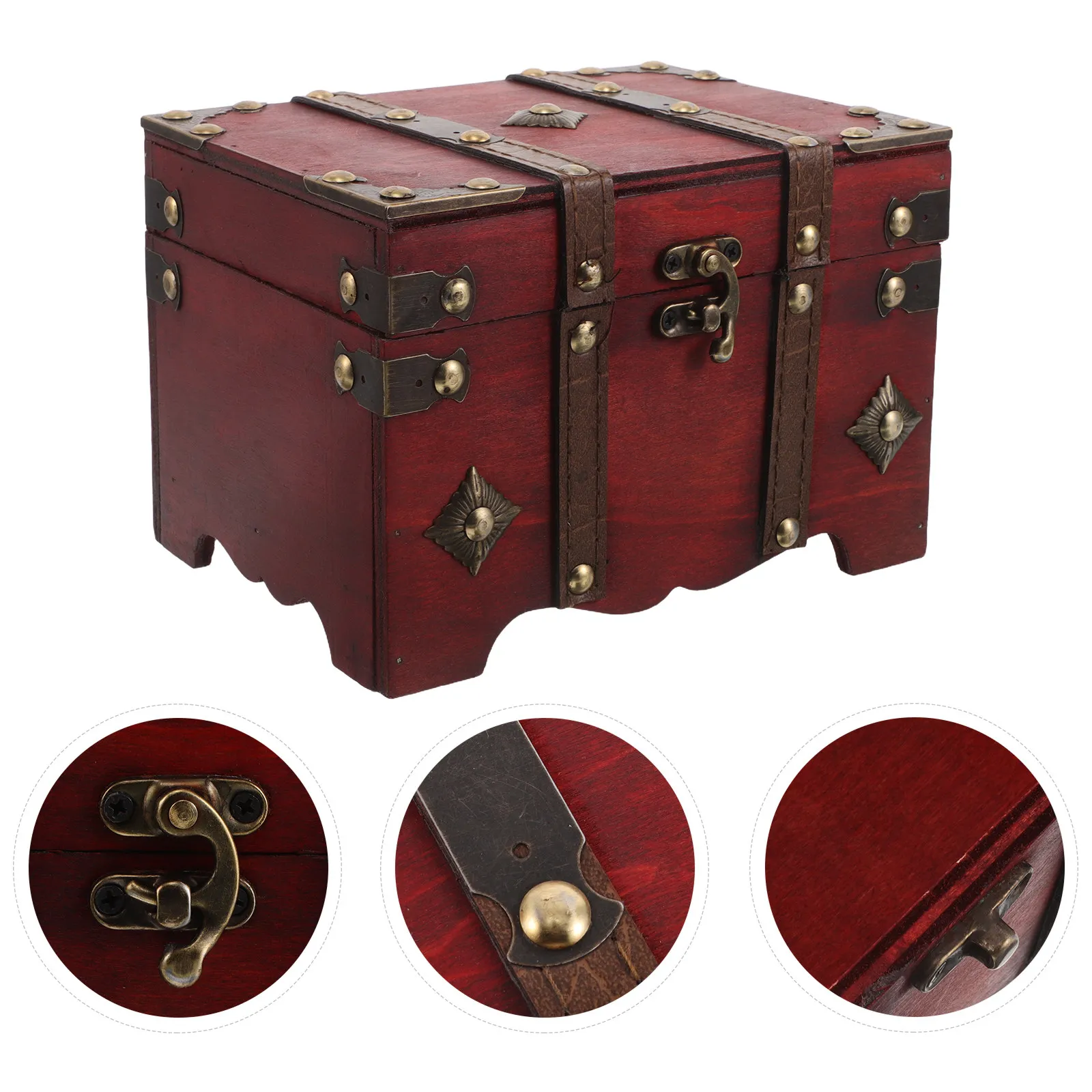 Rustic Wood Jewelry Box Hinged Lid Storage Chest Decorative Organizer for Keepsakes Jewelry Crafts Photos Wood Jewellery Box