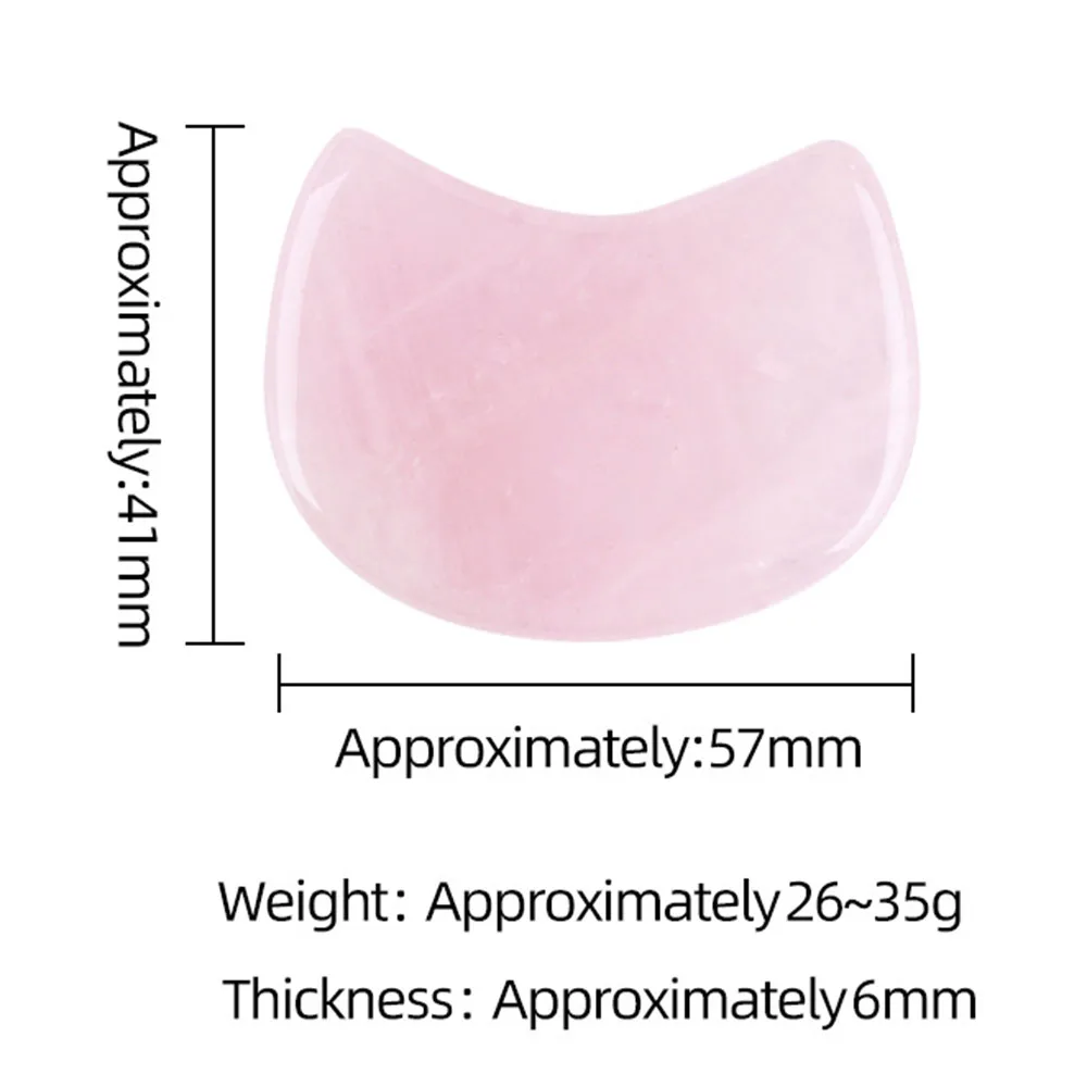 Natural Rose Quartz Cat Shape Gua Shape Board Stone Body Facial Eye Scraping Plate Acupuncture Massage Relaxation Health Care