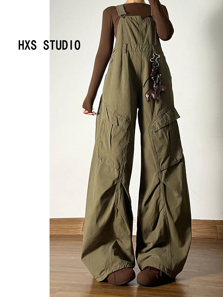 

Американские ретро-комбинезоны в стиле рабочей одежды для женщин, весенние, новые, уличные, с широкими штанинами, универсальные, цельные брюки, повседневные джинсы