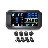 Solar Power TPMS Tire Pressure Sensor Pressure Gauge Digital Display Car Tire Pressure Monitor System Alarm Temperature Warning