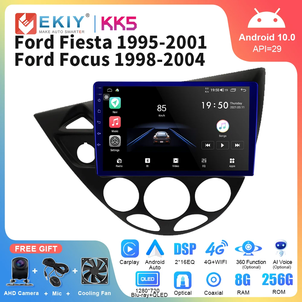 

EKIY KK5 Car Stereo For Ford Fiesta 1995-2001 Focus 1998-2004 Android Auto Multimedia Player GPS Carplay Autoradio 2 Din DVD DSP