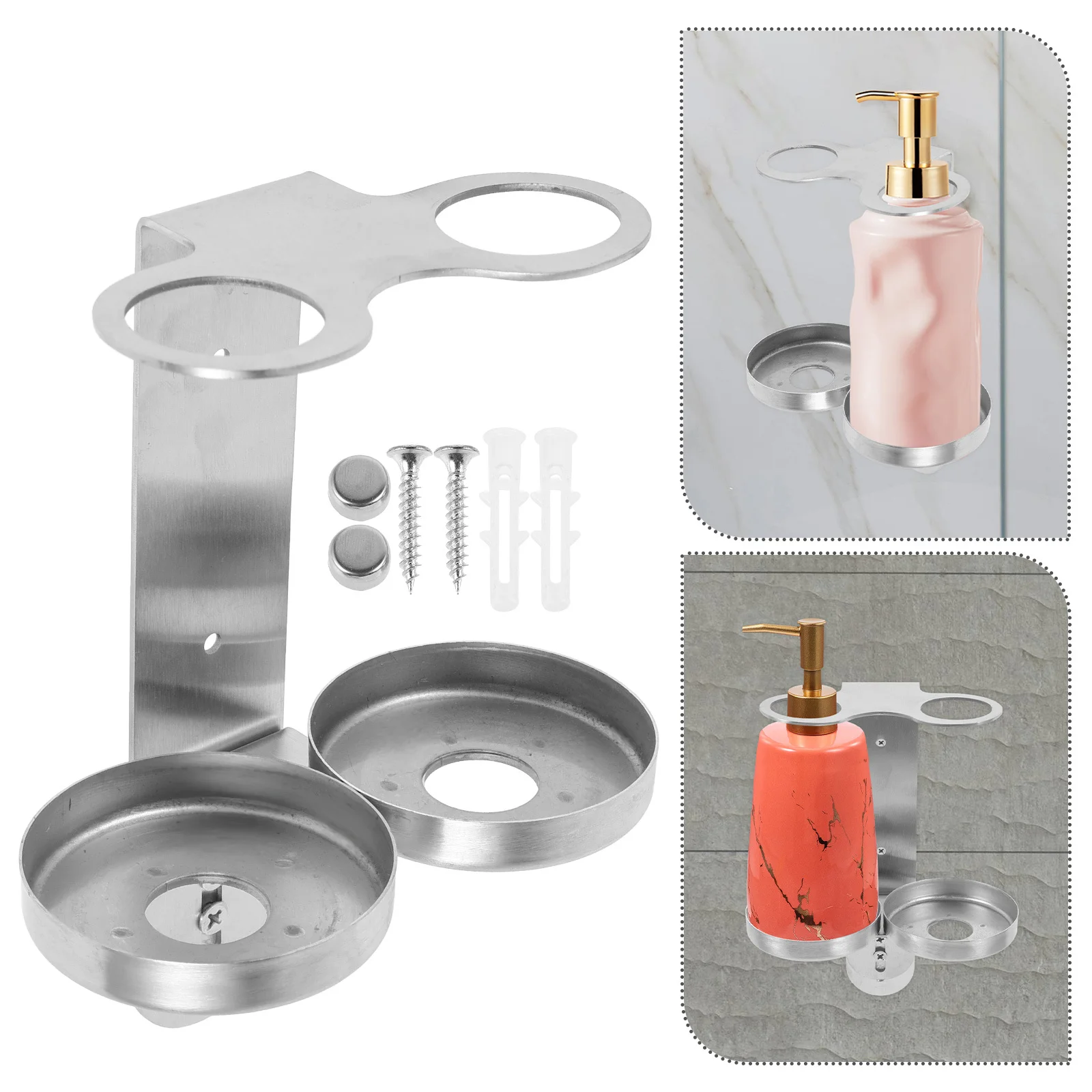 

Soap Bottle Holder Stainless Steel No Drill Wall Mount For Shower Bathroom Liquid Soap Dispenser Organizer Shampoo Storage