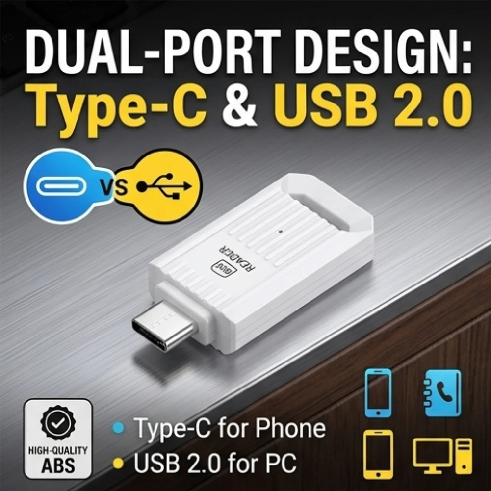 Type-C to USB 2.0 SIM Card Reader for Smartphone eSIM Communication Card Writer Portable ABS Protective Case Dongle 2026 New