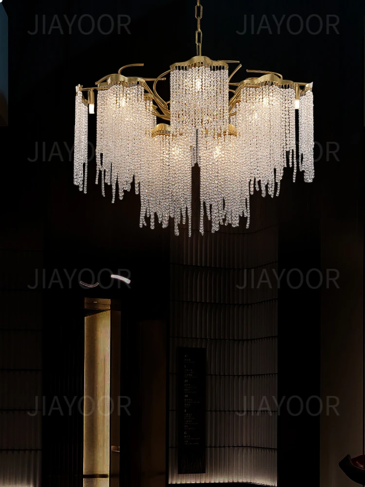 

American Style Light Luxury Tassel Crystal Chandelier Home Living Room Villa Dining Room Bedroom Hotel Lobby Artistic Light