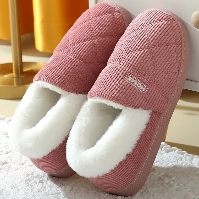 

Winter Warm Plush Slippers Women Comfort Warm Cotton Shoes Soft Sole Indoor Outdoor Bedroom Slides Female Lovely Slipper