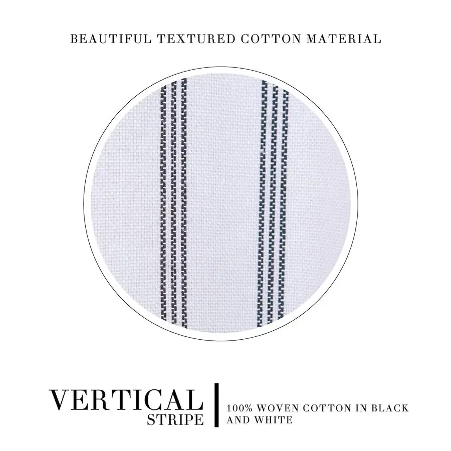 

Современная душевая штора в переходном стиле с белыми полосами и вертикальными черными полосками, с кисточками, 100% хлопок, 72 x 84 дюйма