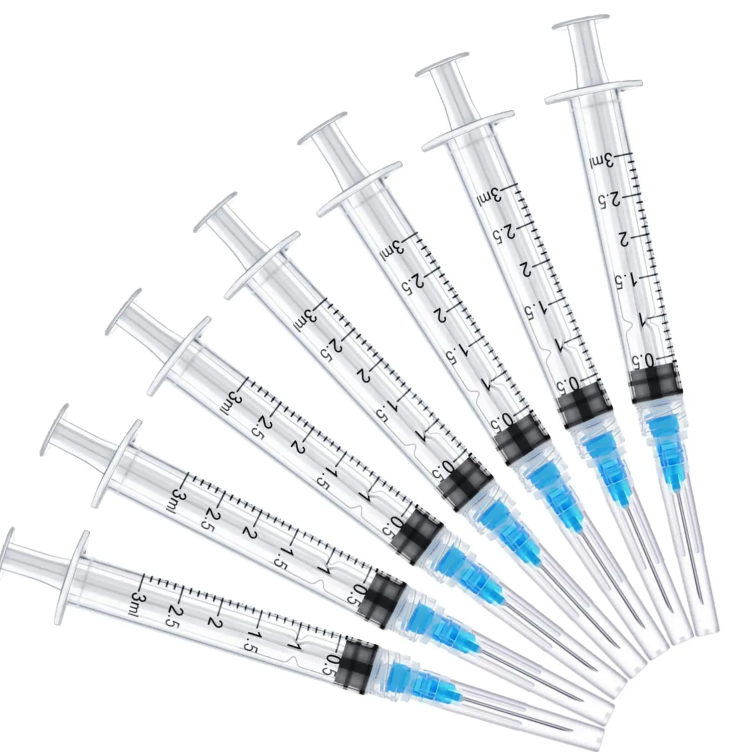100 SZTUK Jednorazowych Strzykawek Luer Lock 3ml/cc z Igłą 23G 1 cal Sterylnych Pakowanych Pojedynczo dla Zwierząt Domowych i Rolniczych