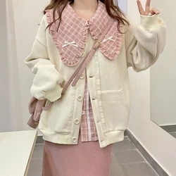 Conjunto de 3 piezas japonés Kawaii Lolita para mujer, blusa a cuadros rosa con lazo dulce, Top elegante, Falda Midi para fiesta, conjuntos de moda coreana para niñas