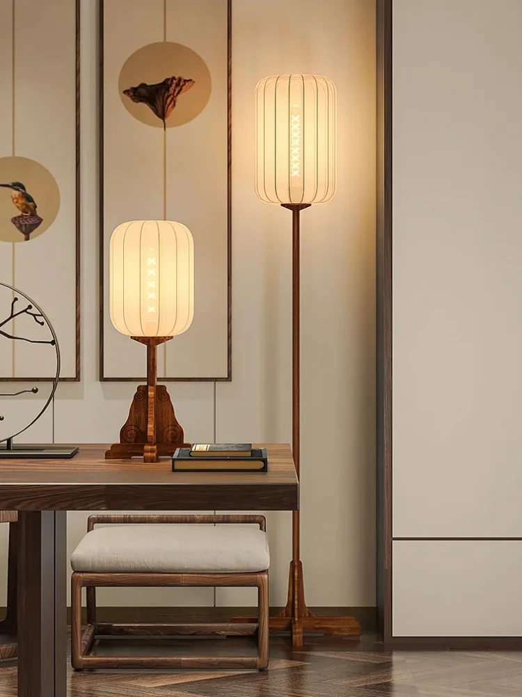 Vintage Lantern Floor Lamp Wooden Floor Light for Restaurant Living Room Bedroom Fixture Home Decor Japanese Bamboo Table lamp image 5